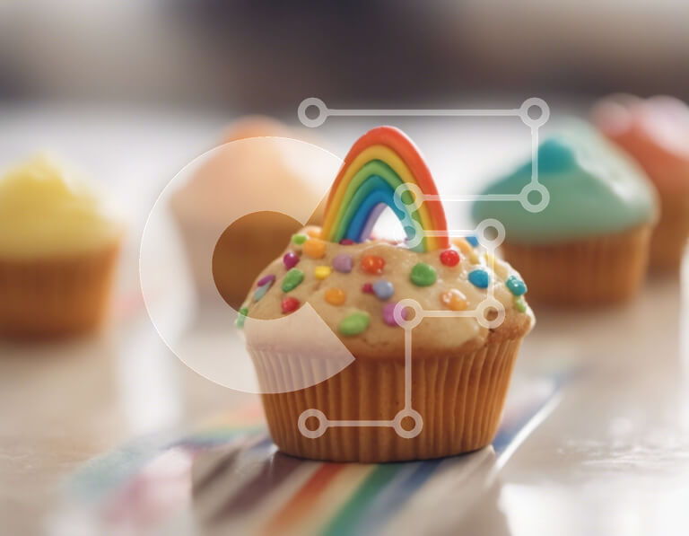 Σετ των 2 Intra Συλλεκτικό Ξύλινο Παζλ Plywood  4mm - Πολύχρωμα cupcakes με ψεκασμούς Σε Ξύλινο Κουτί - Διαστάσεις: 10x10 cm – 25 κομμάτια