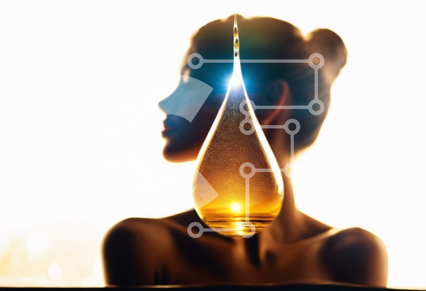 Intra Συλλεκτικό Ξύλινο Παζλ Plywood  4mm - Σιλουέτα μιας γυναίκας με σταγόνα ελαίου στα μαλλιά Σε Ξύλινο Κουτί - Διαστάσεις Puzzle: 10x10 cm – 25 κομμάτια