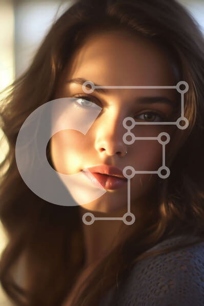 Intra Συλλεκτικό Ξύλινο Παζλ Plywood  4mm - Εκπληκτικό πορτρέτο μιας νεαρής γυναίκας με μακριά κυματιστά καστανά μαλλιά Σε Ξύλινο Κουτί - Διαστάσεις Puzzle: 10x10 cm – 25 κομμάτια