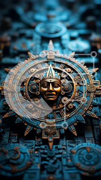 Intra Συλλεκτικό Ξύλινο Παζλ Plywood  4mm - Μυστηριώδες ημερολόγιο των Μάγια με περίπλοκα σκαλίσματα και σύμβολα Σε Ξύλινο Κουτί - Διαστάσεις Puzzle: 10x10 cm – 25 κομμάτια