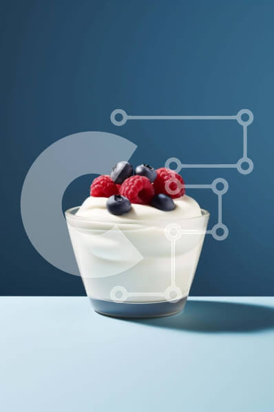 Σετ των 2 Intra Συλλεκτικό Ξύλινο Παζλ Plywood  4mm - Μπολ με γιαούρτι με σμέουρα και βατόμουρα σε μπλε φόντο Σε Ξύλινο Κουτί - Διαστάσεις: 10x10 cm – 25 κομμάτια