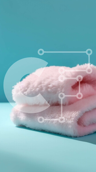 Intra Συλλεκτικό Ξύλινο Παζλ Plywood  4mm - Απαλή ροζ πετσέτα σε μια δροσερή μπλε επιφάνεια Σε Ξύλινο Κουτί - Διαστάσεις Puzzle: 10x10 cm – 25 κομμάτια