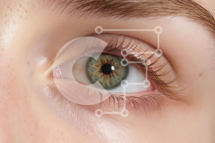 Intra Συλλεκτικό Ξύλινο Παζλ Plywood  4mm - Εκπληκτική κοντινή πλάνο ενός γυναικείου ματιού με μακριές βλεφαρίδες και πράσινα μάτια Σε Ξύλινο Κουτί - Διαστάσεις Puzzle: 10x10 cm – 25 κομμάτια