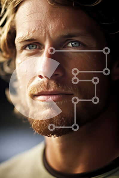 Intra Συλλεκτικό Ξύλινο Παζλ Plywood  4mm - Σοβαρός άνδρας με πράσινο πουκάμισο με μακριά μαλλιά και γένια Σε Ξύλινο Κουτί - Διαστάσεις Puzzle: 10x10 cm – 25 κομμάτια