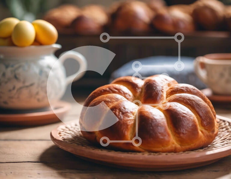 Σετ των 2 Intra Συλλεκτικό Ξύλινο Παζλ Plywood  4mm - Φρεσκοψημένο πλεκτό ψωμί σε ξύλινο πιάτο Σε Ξύλινο Κουτί - Διαστάσεις: 10x10 cm – 25 κομμάτια