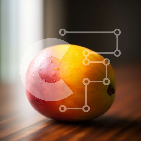 Σετ των 2 Intra Συλλεκτικό Ξύλινο Παζλ Plywood  4mm - Εικόνα ενός νόστιμου ώριμου μάνγκο σε ένα ξύλινο τραπέζι με θέα Σε Ξύλινο Κουτί - Διαστάσεις: 10x10 cm – 25 κομμάτια