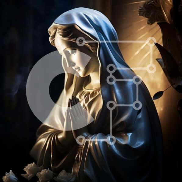 Intra Συλλεκτικό Ξύλινο Παζλ Plywood  4mm - Άγαλμα της Παναγίας στην Προσευχή Σε Ξύλινο Κουτί - Διαστάσεις Puzzle: 10x10 cm – 25 κομμάτια