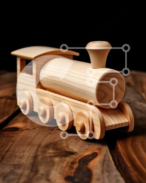 Intra Συλλεκτικό Ξύλινο Παζλ Plywood  4mm - Γοητευτική εικόνα του ξύλινου τρένου παιχνιδιών σε μια ρουστίκ ξύλινη επιφάνεια Σε Ξύλινο Κουτί - Διαστάσεις: 10x10 cm – 25 κομμάτια