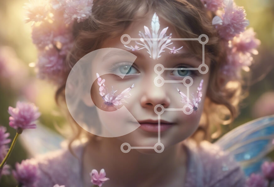 Intra Συλλεκτικό Ξύλινο Παζλ Plywood  4mm - Νεαρό κορίτσι με στολή νεράιδων που περιβάλλεται από λουλούδια Σε Ξύλινο Κουτί - Διαστάσεις Puzzle: 10x10 cm – 25 κομμάτια