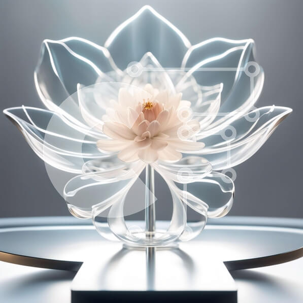 Intra Συλλεκτικό Ξύλινο Παζλ Plywood  4mm - Περίπλοκο γλυπτό λουλουδιών λωτού από καθαρό γυαλί στο βάθρο Σε Ξύλινο Κουτί - Διαστάσεις Puzzle: 10x10 cm – 25 κομμάτια