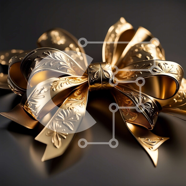 Σετ των 2 Intra Συλλεκτικό Ξύλινο Παζλ Plywood  4mm - Όμορφος χρυσός φιόγκος με περίπλοκα σχέδια Σε Ξύλινο Κουτί - Διαστάσεις: 10x10 cm – 25 κομμάτια