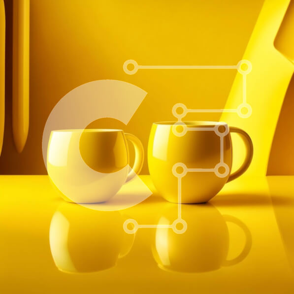 Intra Συλλεκτικό Ξύλινο Παζλ Plywood  4mm - Κομψές και ζωντανές κίτρινες κούπες σε κίτρινο φόντο Σε Ξύλινο Κουτί - Διαστάσεις: 10x10 cm – 25 κομμάτια