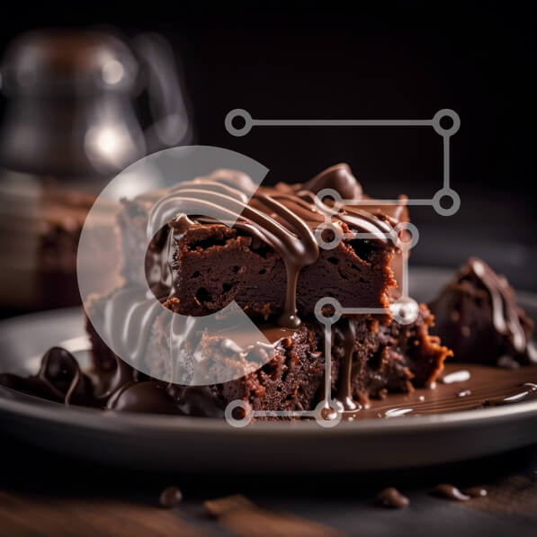 Σετ των 2 Intra Συλλεκτικό Ξύλινο Παζλ Plywood  4mm - Νόστιμη στοίβα μπράουνις σοκολάτας με σάλτσα σοκολάτας Σε Ξύλινο Κουτί - Διαστάσεις: 10x10 cm – 25 κομμάτια