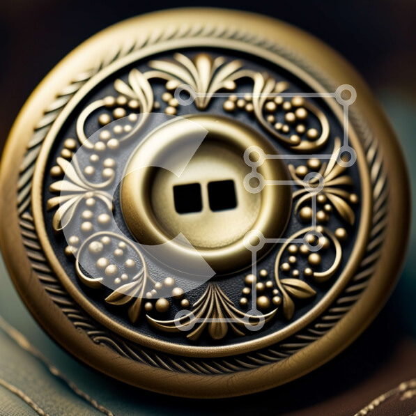 Intra Συλλεκτικό Ξύλινο Παζλ Plywood  4mm - Όμορφο ορειχάλκινο κουμπί με περίπλοκο floral σχέδιο Σε Ξύλινο Κουτί - Διαστάσεις: 10x10 cm – 25 κομμάτια