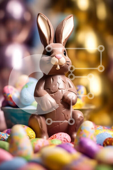 Intra Συλλεκτικό Ξύλινο Παζλ Plywood  4mm - Σοκολατένιο Λαγουδάκι και Πασχαλινά Αυγά - Ιδανικά για το Πάσχα Σε Ξύλινο Κουτί - Διαστάσεις: 10x10 cm – 25 κομμάτια