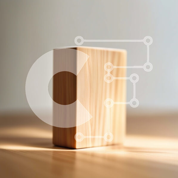 Intra Συλλεκτικό Ξύλινο Παζλ Plywood  4mm - Μινιμαλιστική εικόνα ενός ξύλινου μπλοκ σε ένα ξύλινο τραπέζι Σε Ξύλινο Κουτί - Διαστάσεις Puzzle: 10x10 cm – 25 κομμάτια