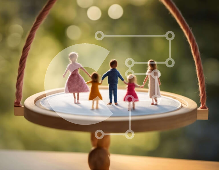 Intra Συλλεκτικό Ξύλινο Παζλ Plywood  4mm - Μικροσκοπική οικογένεια κούκλων σε ζυγαριά Σε Ξύλινο Κουτί - Διαστάσεις: 10x10 cm – 25 κομμάτια