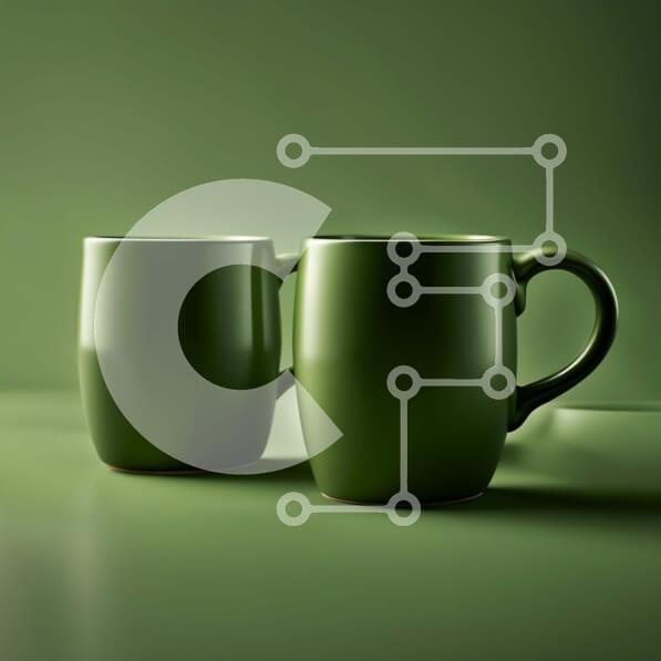 Intra Συλλεκτικό Ξύλινο Παζλ Plywood  4mm - Κομψές πράσινες κούπες σε ένα τραπέζι Σε Ξύλινο Κουτί - Διαστάσεις: 10x10 cm – 25 κομμάτια