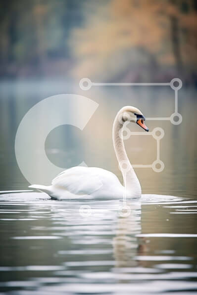 Σετ των 2 Intra Συλλεκτικό Ξύλινο Παζλ Plywood  4mm - Όμορφη εικόνα ενός λευκού κύκνου σε μια ήρεμη λίμνη με φθινοπωρινό φύλλωμα στο φόντο Σε Ξύλινο Κουτί - Διαστάσεις: 10x10 cm – 25 κομμάτια