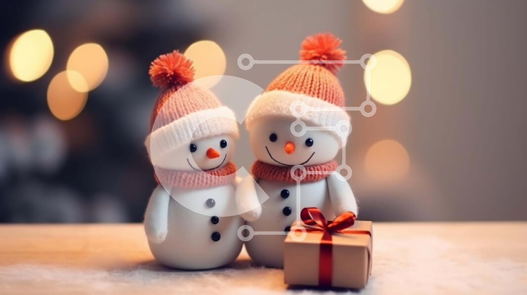 Intra Συλλεκτικό Ξύλινο Παζλ Plywood  4mm - Ειδώλια χιονάνθρωποι με κουτί δώρου στην εορταστική χριστουγεννιάτικη σκηνή Σε Ξύλινο Κουτί - Διαστάσεις: 10x10 cm – 25 κομμάτια