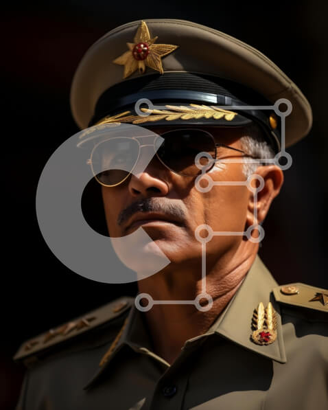 Intra Συλλεκτικό Ξύλινο Παζλ Plywood  4mm - Εικόνα στρατιωτικού άνδρα με στολή με γυαλιά ηλίου και καπέλο Σε Ξύλινο Κουτί - Διαστάσεις Puzzle: 10x10 cm – 25 κομμάτια