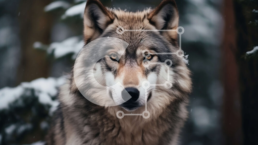 Σετ των 2 Intra Συλλεκτικό Ξύλινο Παζλ Plywood  4mm - Γκρίζος λύκος στο χιονισμένο δάσος Σε Ξύλινο Κουτί - Διαστάσεις: 10x10 cm – 25 κομμάτια