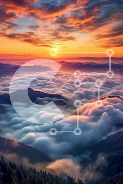 Σετ των 2 Intra Συλλεκτικό Ξύλινο Παζλ Plywood  4mm - Εκπληκτικό ηλιοβασίλεμα πάνω από βουνά με σύννεφα στην κοιλάδα Σε Ξύλινο Κουτί - Διαστάσεις: 10x10 cm – 25 κομμάτια