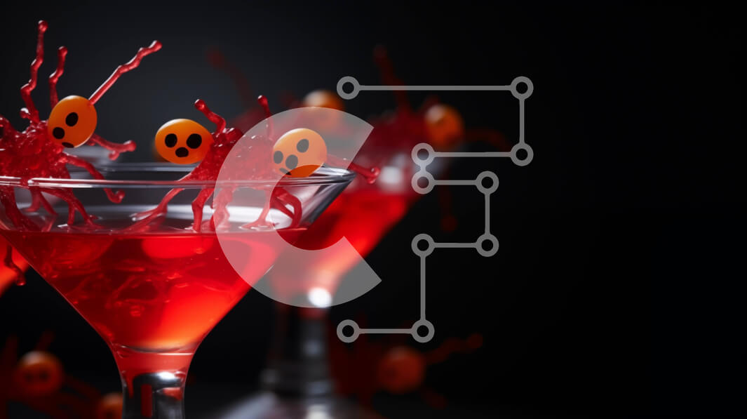 Σετ των 2 Intra Συλλεκτικό Ξύλινο Παζλ Plywood  4mm - Halloween Wine Martinis με γαρνιτούρα Spider Eyeball Σε Ξύλινο Κουτί - Διαστάσεις: 10x10 cm – 25 κομμάτια