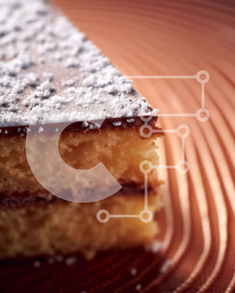 Σετ των 2 Intra Συλλεκτικό Ξύλινο Παζλ Plywood  4mm - Νόστιμη εικόνα ενός κέικ με κάλυμμα ζάχαρης σε άχνη Σε Ξύλινο Κουτί - Διαστάσεις: 10x10 cm – 25 κομμάτια