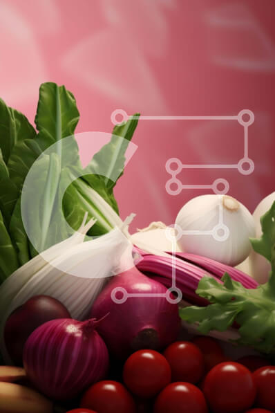 Σετ των 2 Intra Συλλεκτικό Ξύλινο Παζλ Plywood  4mm - Διάφορα λαχανικά και φρούτα σε ροζ φόντο Σε Ξύλινο Κουτί - Διαστάσεις: 10x10 cm – 25 κομμάτια