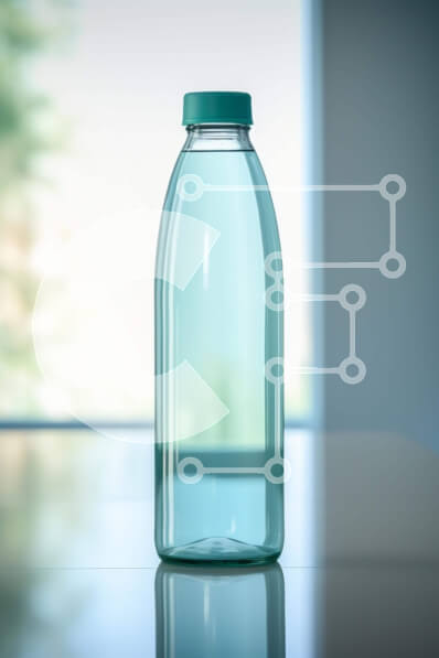 Intra Συλλεκτικό Ξύλινο Παζλ Plywood  4mm - Άδειο μπλε πλαστικό μπουκάλι στο τραπέζι Σε Ξύλινο Κουτί - Διαστάσεις: 10x10 cm – 25 κομμάτια