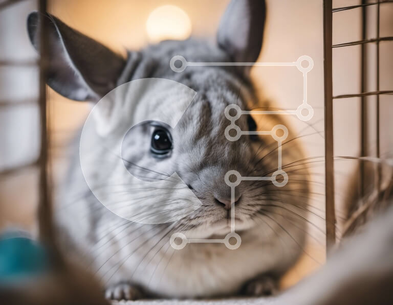 Σετ των 2 Intra Συλλεκτικό Ξύλινο Παζλ Plywood  4mm - Γκρι τσιντσιλά σε ένα κλουβί Σε Ξύλινο Κουτί - Διαστάσεις: 10x10 cm – 25 κομμάτια