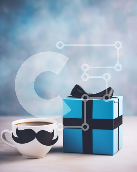 Intra Συλλεκτικό Ξύλινο Παζλ Plywood  4mm - Φλιτζάνι καφέ με κουτί δώρου και μουστάκια Σε Ξύλινο Κουτί - Διαστάσεις Puzzle: 10x10 cm – 25 κομμάτια