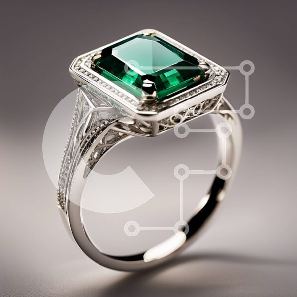 Σετ των 2 Intra Συλλεκτικό Ξύλινο Παζλ Plywood  4mm - Κομψό και εκλεπτυσμένο δαχτυλίδι με σμαραγδένια πέτρα σε λευκό χρυσό Σε Ξύλινο Κουτί - Διαστάσεις: 10x10 cm – 25 κομμάτια