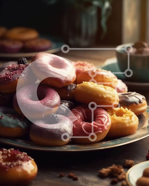 Σετ των 2 Intra Συλλεκτικό Ξύλινο Παζλ Plywood  4mm - Λαχταριστοί και πολύχρωμοι λουκουμάδες με πασπαλίσματα σε ξύλινο τραπέζι Σε Ξύλινο Κουτί - Διαστάσεις: 10x10 cm – 25 κομμάτια