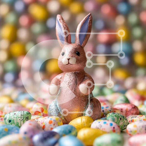 Intra Συλλεκτικό Ξύλινο Παζλ Plywood  4mm - Αξιολάτρευτο σοκολατένιο πασχαλινό λαγουδάκι με πολύχρωμα αυγά Σε Ξύλινο Κουτί - Διαστάσεις: 10x10 cm – 25 κομμάτια