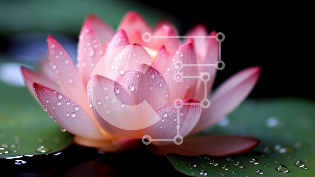 Intra Συλλεκτικό Ξύλινο Παζλ Plywood  4mm - Εκπληκτική εικόνα του ροζ λουλουδιού λωτού με σταγονίδια νερού στο σκοτεινό νερό Σε Ξύλινο Κουτί - Διαστάσεις: 10x10 cm – 25 κομμάτια