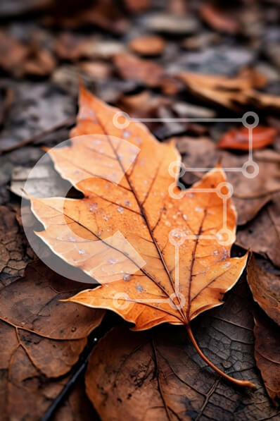 Σετ των 2 Intra Συλλεκτικό Ξύλινο Παζλ Plywood  4mm - Καφέ φύλλο ξαπλωμένο στο έδαφος ανάμεσα σε πεσμένα φύλλα Σε Ξύλινο Κουτί - Διαστάσεις: 10x10 cm – 25 κομμάτια