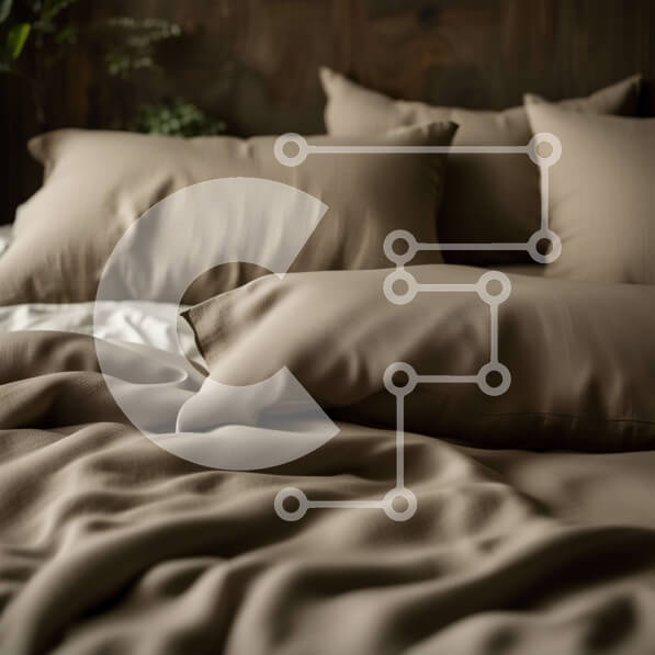 Intra Συλλεκτικό Ξύλινο Παζλ Plywood  4mm - Άνετο κρεβάτι με σωρό από μπεζ μαξιλάρια σε κοντινή λήψη Σε Ξύλινο Κουτί - Διαστάσεις Puzzle: 10x10 cm – 25 κομμάτια