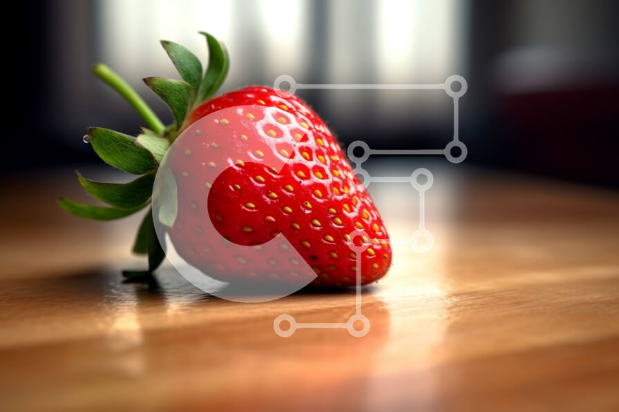 Σετ των 2 Intra Συλλεκτικό Ξύλινο Παζλ Plywood  4mm - Όμορφη εικόνα μιας κόκκινης φράουλας σε ένα ξύλινο τραπέζι Σε Ξύλινο Κουτί - Διαστάσεις: 10x10 cm – 25 κομμάτια