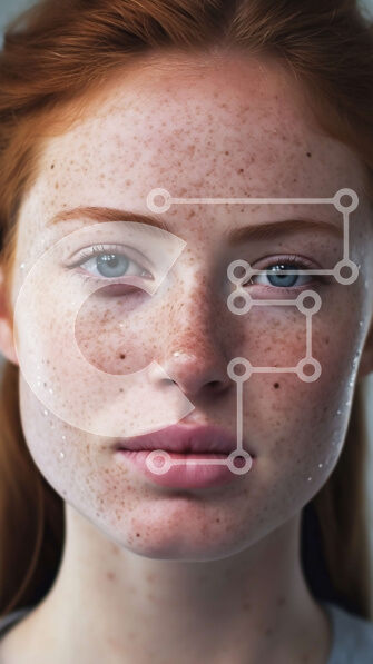 Intra Συλλεκτικό Ξύλινο Παζλ Plywood  4mm - Όμορφο πορτρέτο μιας κοκκινομάλλας γυναίκας με φακίδες Σε Ξύλινο Κουτί - Διαστάσεις Puzzle: 10x10 cm – 25 κομμάτια