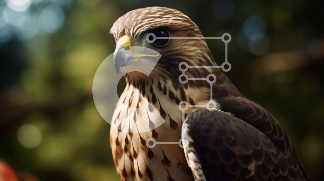 Σετ των 2 Intra Συλλεκτικό Ξύλινο Παζλ Plywood  4mm - Εκπληκτική κοντινή πλάνο του προσώπου ενός γερακιού Σε Ξύλινο Κουτί - Διαστάσεις: 10x10 cm – 25 κομμάτια