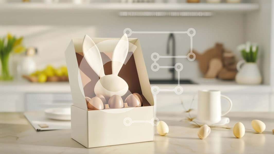 Intra Συλλεκτικό Ξύλινο Παζλ Plywood  4mm - Κουτί σε σχήμα λαγουδάκι με πασχαλινά αυγά Σε Ξύλινο Κουτί - Διαστάσεις: 10x10 cm – 25 κομμάτια