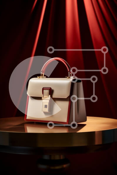 Intra Συλλεκτικό Ξύλινο Παζλ Plywood  4mm - Όμορφη λευκή και κόκκινη δερμάτινη τσάντα με χρυσές πινελιές Σε Ξύλινο Κουτί - Διαστάσεις Puzzle: 10x10 cm – 25 κομμάτια