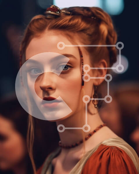 Intra Συλλεκτικό Ξύλινο Παζλ Plywood  4mm - Όμορφη γυναίκα με κόκκινο φόρεμα με κολιέ κρεμαστό σταυρό Σε Ξύλινο Κουτί - Διαστάσεις Puzzle: 10x10 cm – 25 κομμάτια