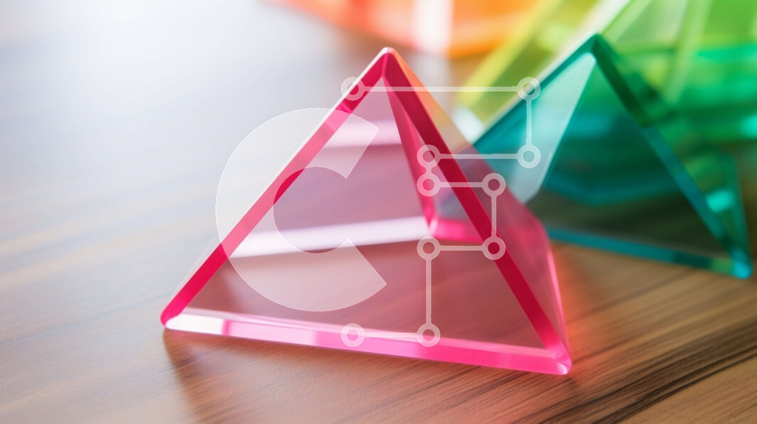 Intra Συλλεκτικό Ξύλινο Παζλ Plywood  4mm - Σύνθεση πολύχρωμων πλαστικών τριγώνων Σε Ξύλινο Κουτί - Διαστάσεις Puzzle: 10x10 cm – 25 κομμάτια