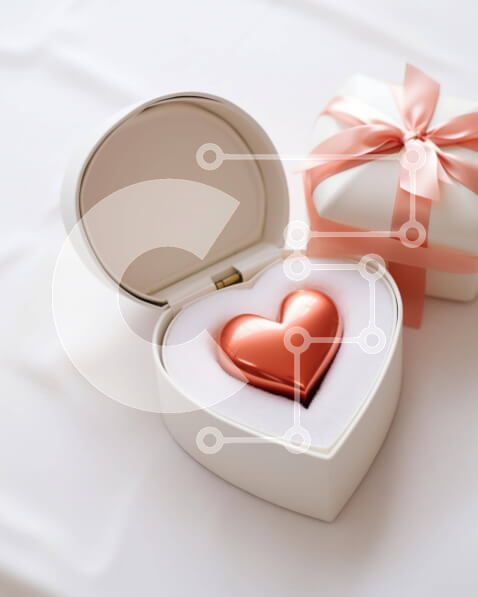 Intra Συλλεκτικό Ξύλινο Παζλ Plywood  4mm - Κουτί δώρου σε σχήμα καρδιάς σε λευκό τραπέζι Σε Ξύλινο Κουτί - Διαστάσεις Puzzle: 10x10 cm – 25 κομμάτια