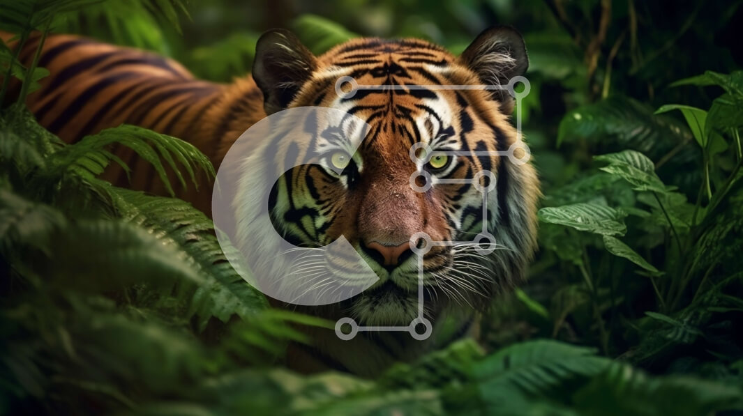 Σετ των 2 Intra Συλλεκτικό Ξύλινο Παζλ Plywood  4mm - Όμορφη και δυνατή εικόνα μιας τίγρης στη ζούγκλα Σε Ξύλινο Κουτί - Διαστάσεις: 10x10 cm – 25 κομμάτια