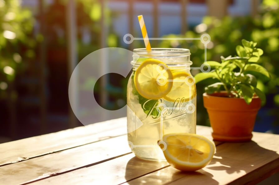 Σετ των 2 Intra Συλλεκτικό Ξύλινο Παζλ Plywood  4mm - Εικόνα ενός απολαυστικού ποτηριού λεμονάδας σε ένα ξύλινο τραπέζι Σε Ξύλινο Κουτί - Διαστάσεις: 10x10 cm – 25 κομμάτια