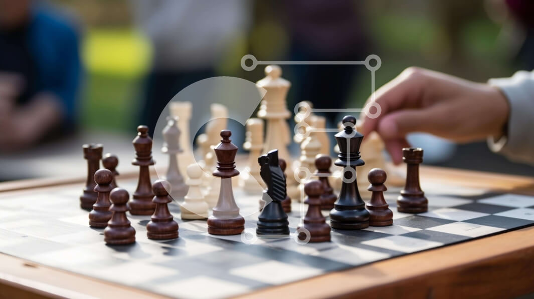 Intra Συλλεκτικό Ξύλινο Παζλ Plywood  4mm - Σκακιέρα με κομμάτια και παίκτες Σε Ξύλινο Κουτί - Διαστάσεις Puzzle: 10x10 cm – 25 κομμάτια